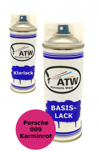 Autolack für Porsche 009 Karminrot +400ml Klarlack Set